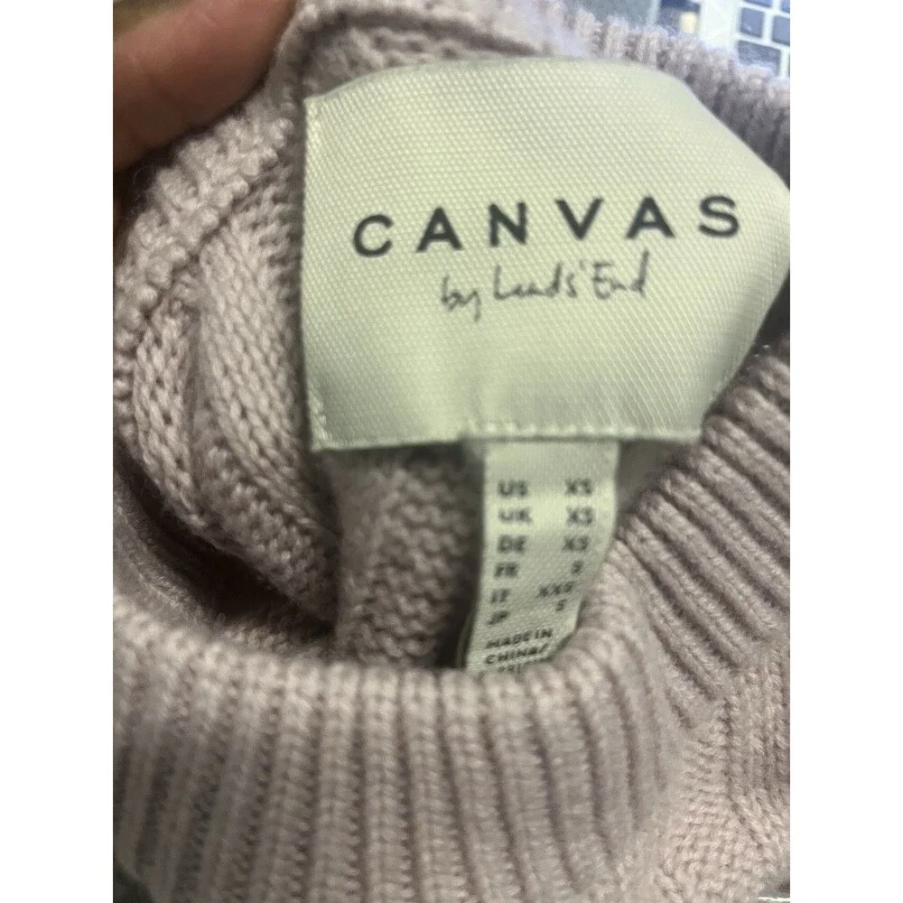 Canvas by Lands' End Sweater Women Size XS Pink Textured Long Sleeve Cabin Cozy